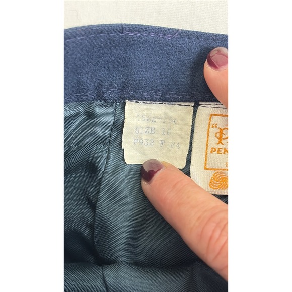 VTG Pendleton 100% Virgin Wool Midi Pencil Skirt Women 10 Navy Blue USA Classic - Picture 8 of 12